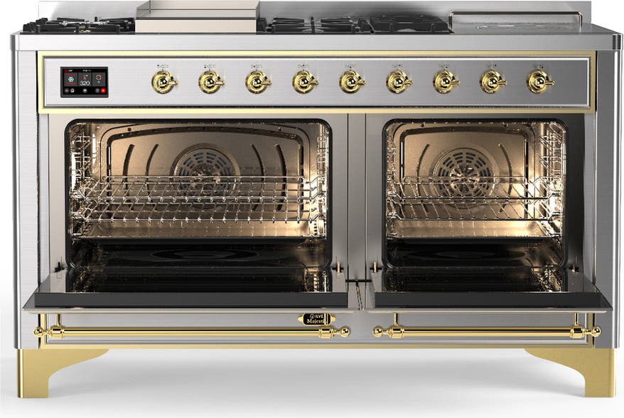 Ilve UM60FSNR3SSGLP Stainless Steel Brass Trim, Liquid Propane