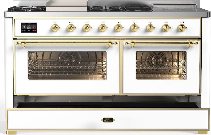 Ilve UM60FSNR3WHGLP White Brass Trim, Liquid Propane