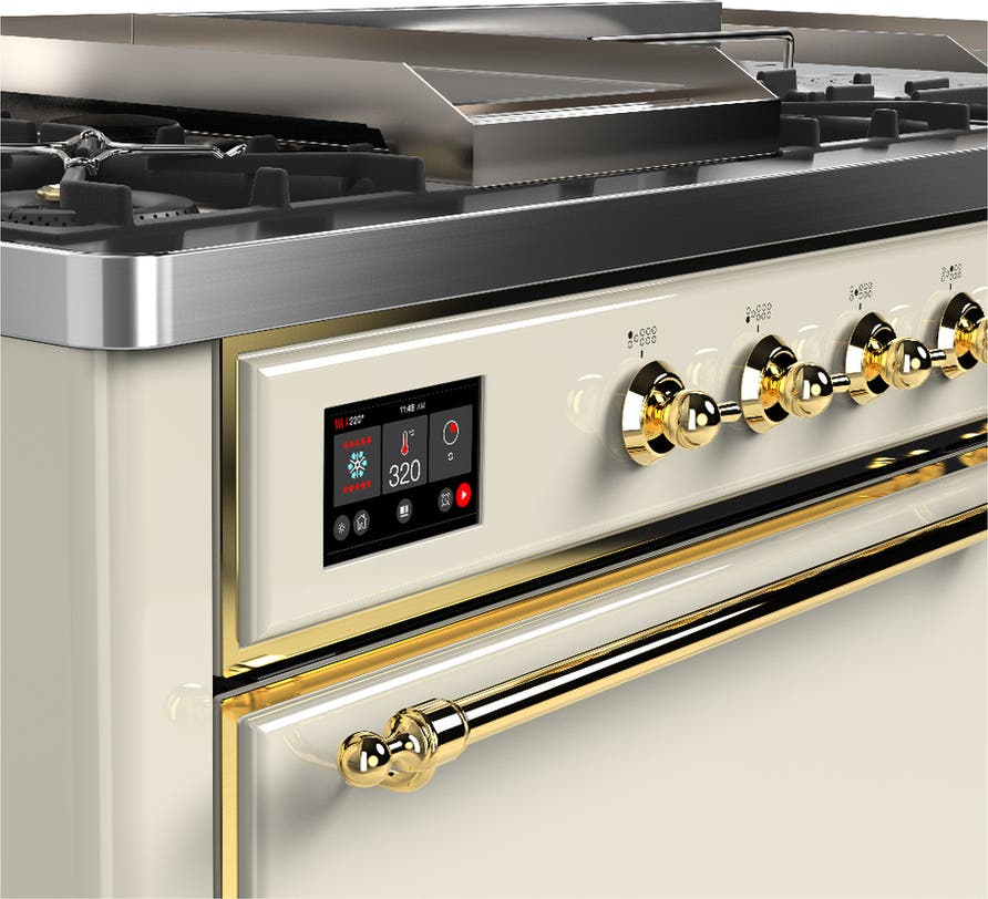 Ilve UM60FSQNR3AWGLP Antique White With Brass Trim, Liquid Propane