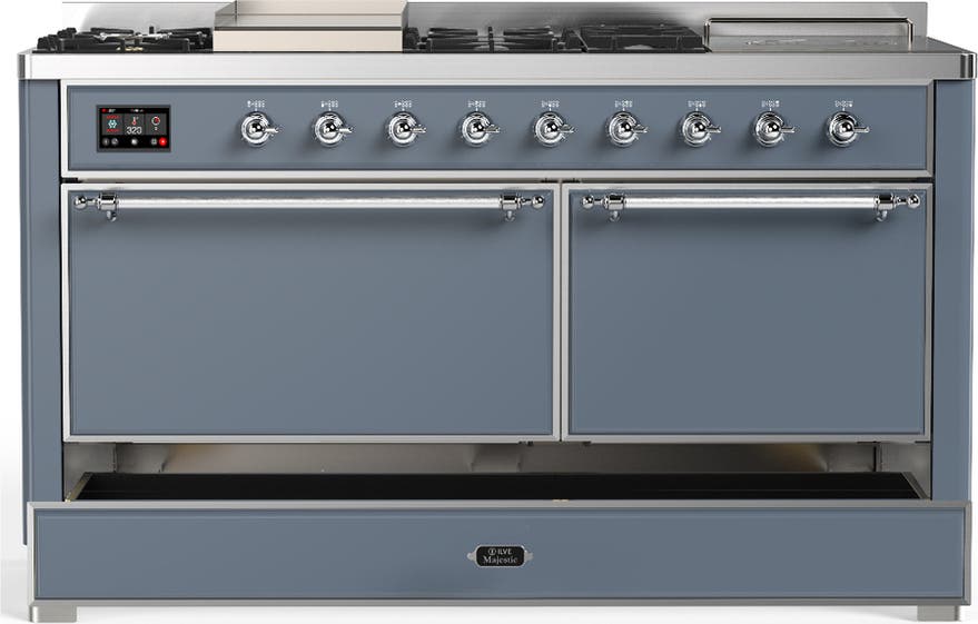 Ilve UM60FSQNR3BGCLP Blue Grey With Chrome Trim, Liquid Propane