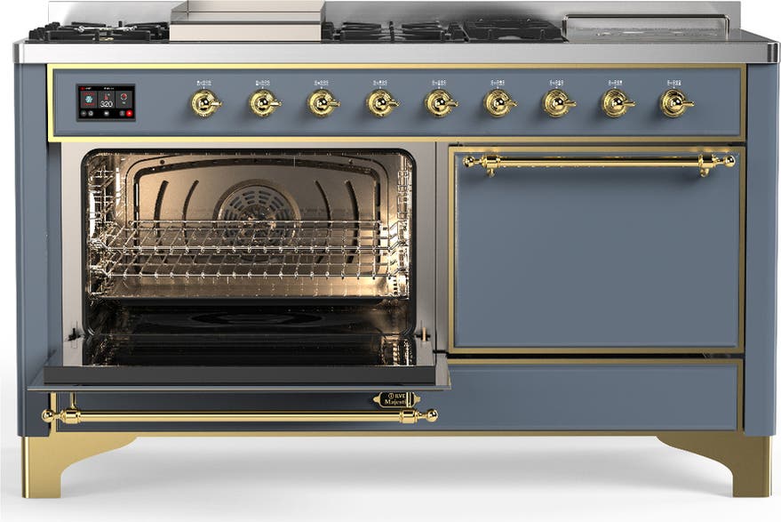 Ilve UM60FSQNR3BGG Blue Grey With Brass Trim, Natural Gas