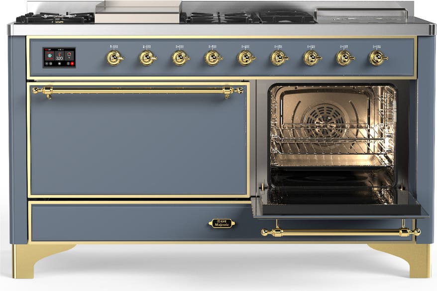 Ilve UM60FSQNR3BGGLP Blue Grey With Brass Trim, Liquid Propane