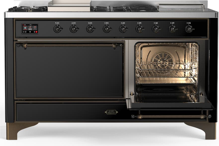 Ilve UM60FSQNR3BKB Glossy Black With Burnished Trim, Natural Gas