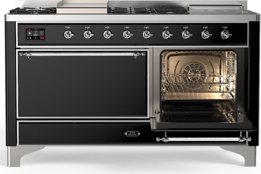 Ilve UM60FSQNR3BKC Glossy Black With Chrome Trim, Natural Gas