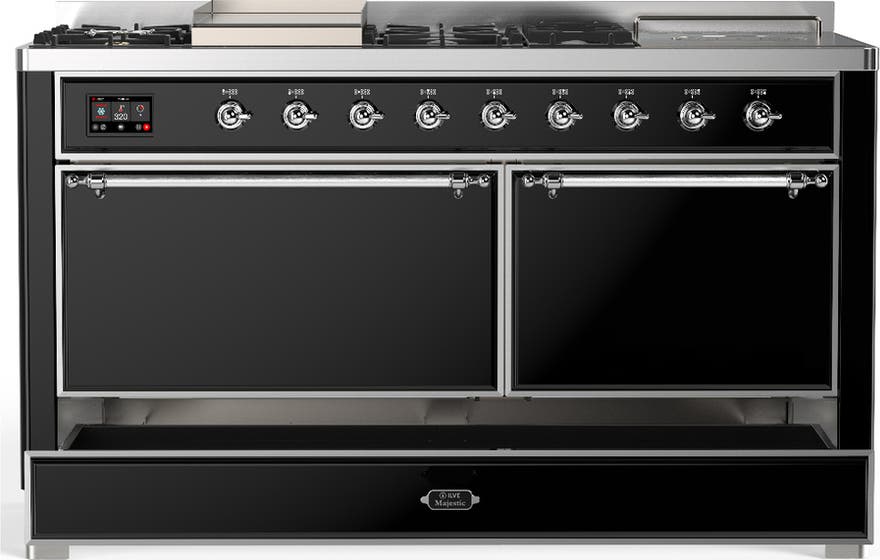Ilve UM60FSQNR3BKCLP Glossy Black With Chrome Trim, Liquid Propane