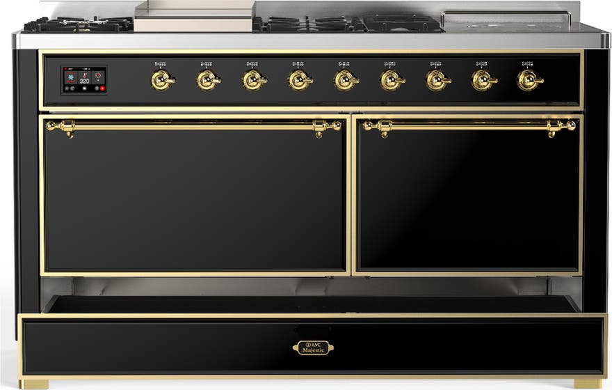 Ilve UM60FSQNR3BKG Glossy Black With Brass Trim, Natural Gas