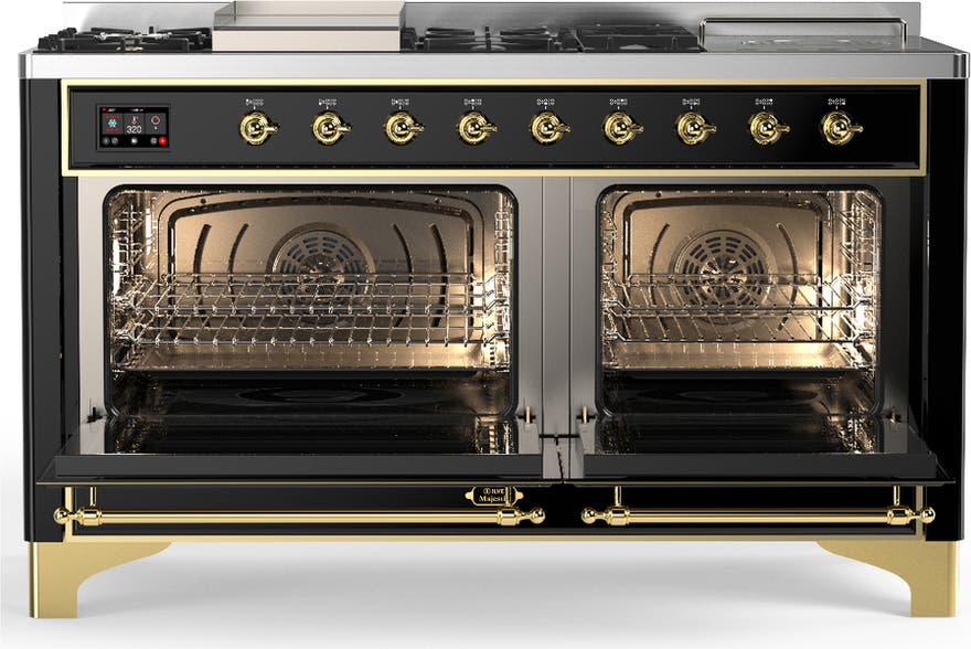 Ilve UM60FSQNR3BKGLP Glossy Black With Brass Trim, Liquid Propane