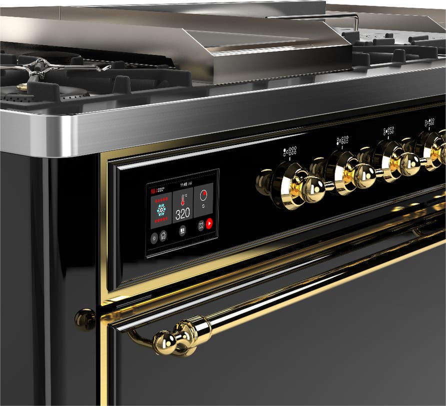 Ilve UM60FSQNR3BKGLP Glossy Black With Brass Trim, Liquid Propane