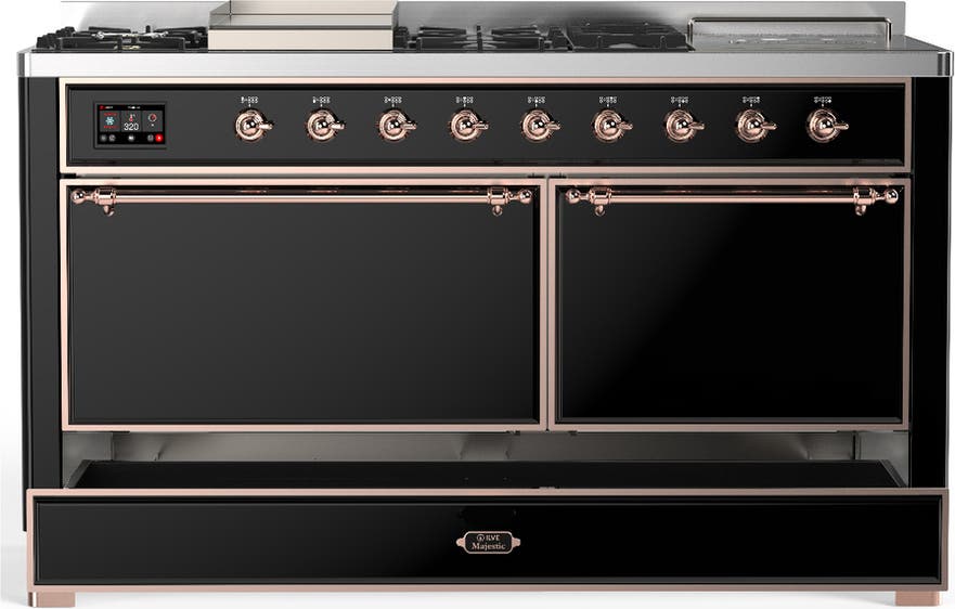 Ilve UM60FSQNR3BKP Glossy Black With Copper Trim, Natural Gas
