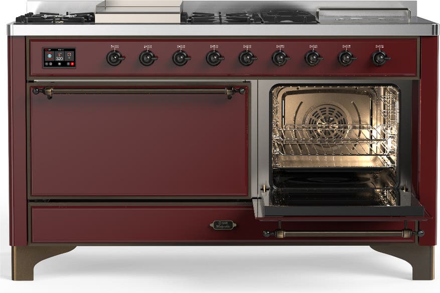 Ilve UM60FSQNR3BUB Burgundy With Burnished Trim, Natural Gas