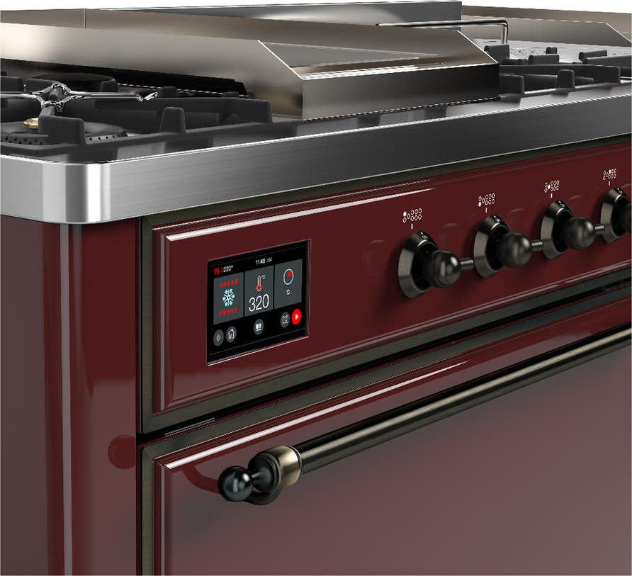 Ilve UM60FSQNR3BUB Burgundy With Burnished Trim, Natural Gas