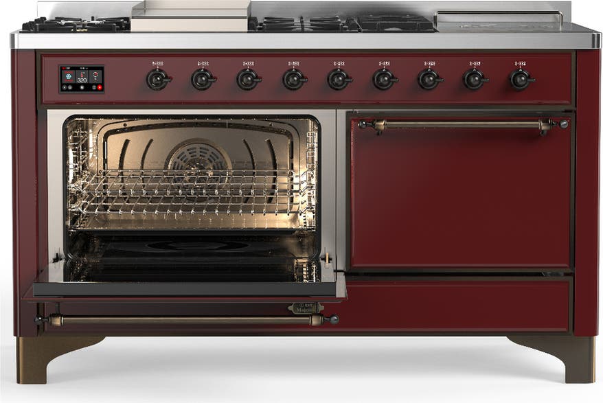 Ilve UM60FSQNR3BUBLP Burgundy With Burnished Trim, Liquid Propane