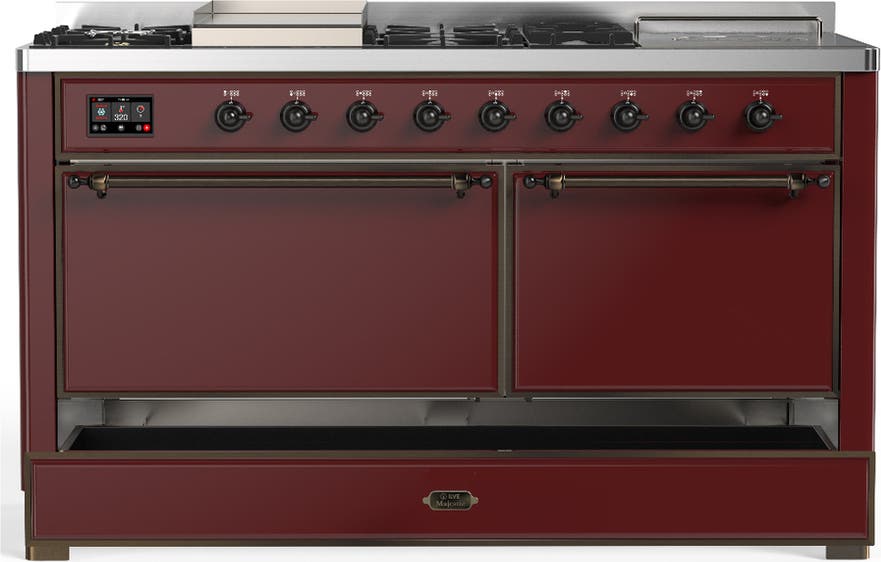 Ilve UM60FSQNR3BUBLP Burgundy With Burnished Trim, Liquid Propane