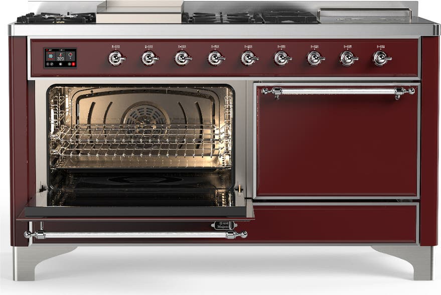Ilve UM60FSQNR3BUC Burgundy With Chrome Trim, Natural Gas