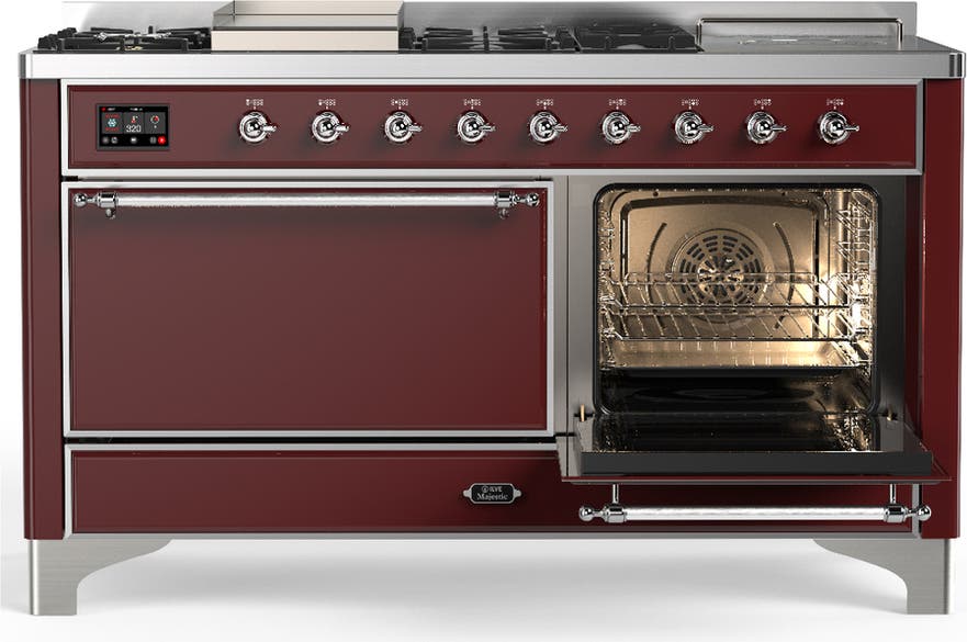 Ilve UM60FSQNR3BUC Burgundy With Chrome Trim, Natural Gas