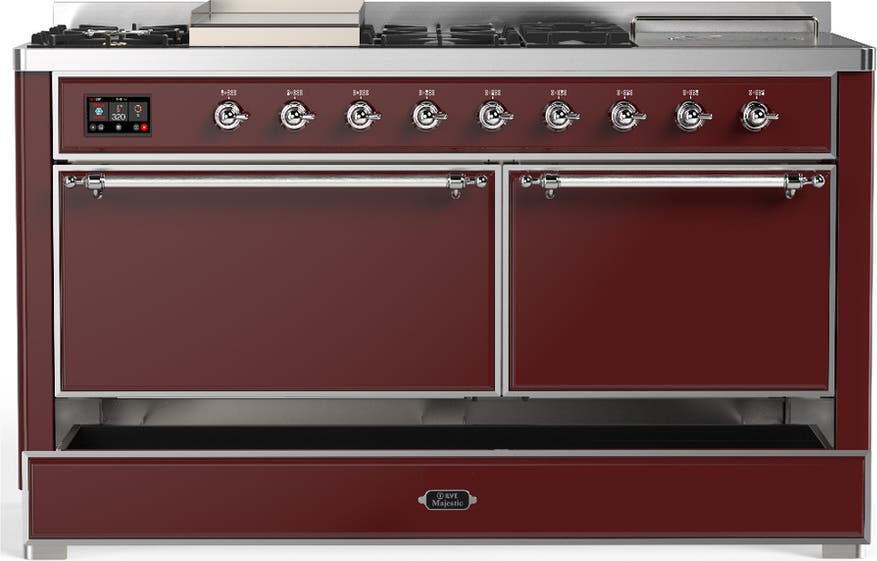 Ilve UM60FSQNR3BUC Burgundy With Chrome Trim, Natural Gas