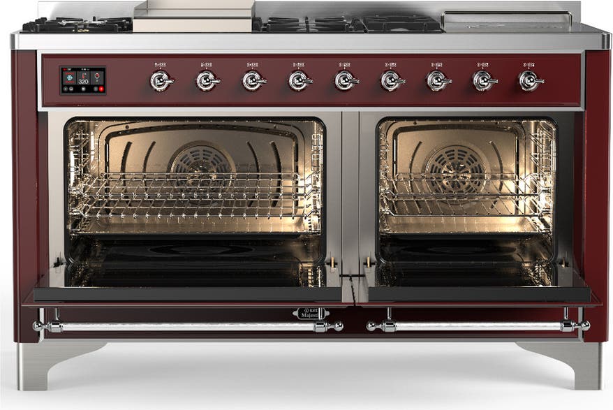Ilve UM60FSQNR3BUCLP Burgundy With Chrome Trim, Liquid Propane
