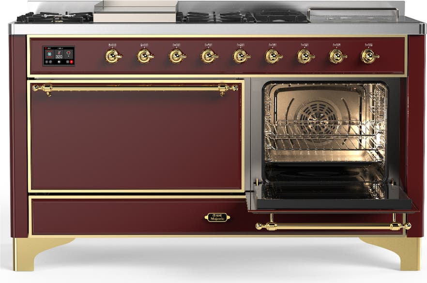 Ilve UM60FSQNR3BUG Burgundy With Brass Trim, Natural Gas