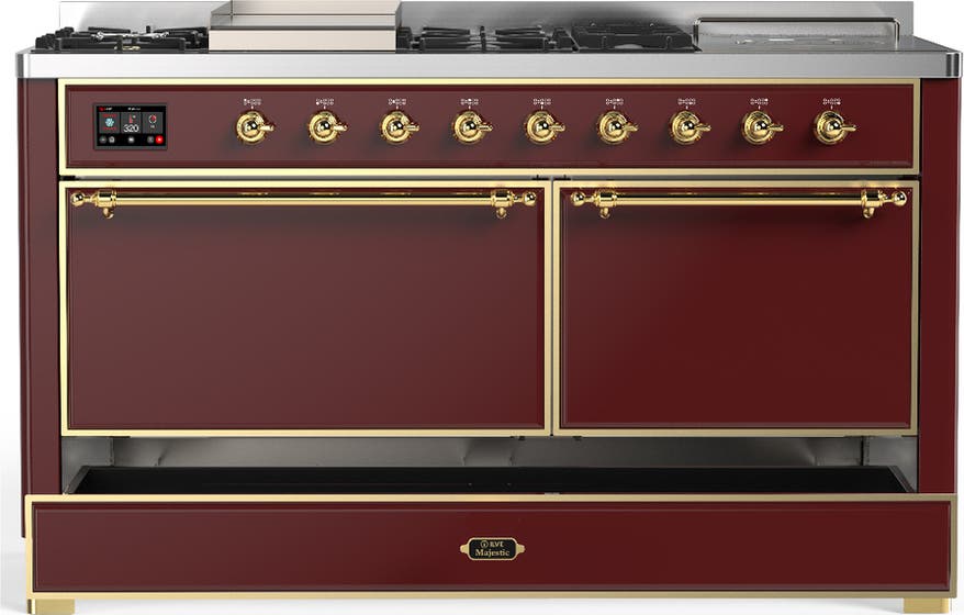 Ilve UM60FSQNR3BUG Burgundy With Brass Trim, Natural Gas