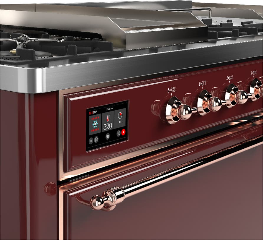 Ilve UM60FSQNR3BUPLP Burgundy With Copper Trim, Liquid Propane