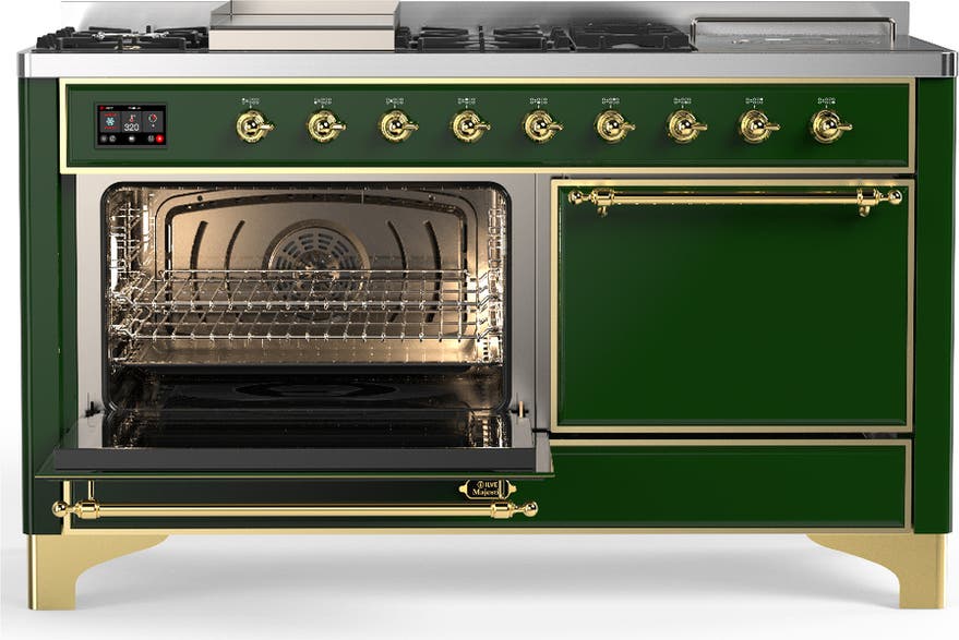 Ilve UM60FSQNR3EGG Emerald Green With Brass Trim, Natural Gas