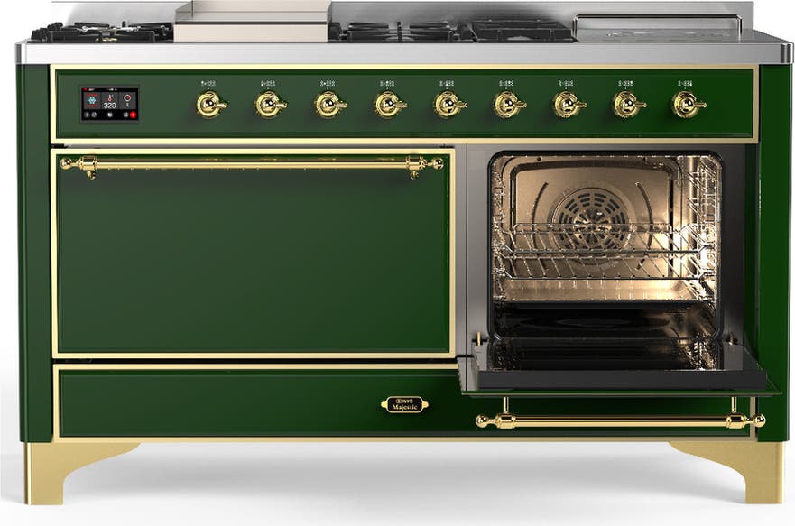 Ilve UM60FSQNR3EGGLP Emerald Green With Brass Trim, Liquid Propane