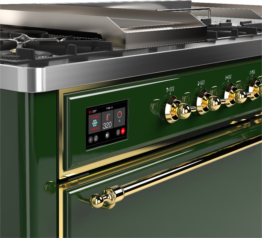 Ilve UM60FSQNR3EGGLP Emerald Green With Brass Trim, Liquid Propane