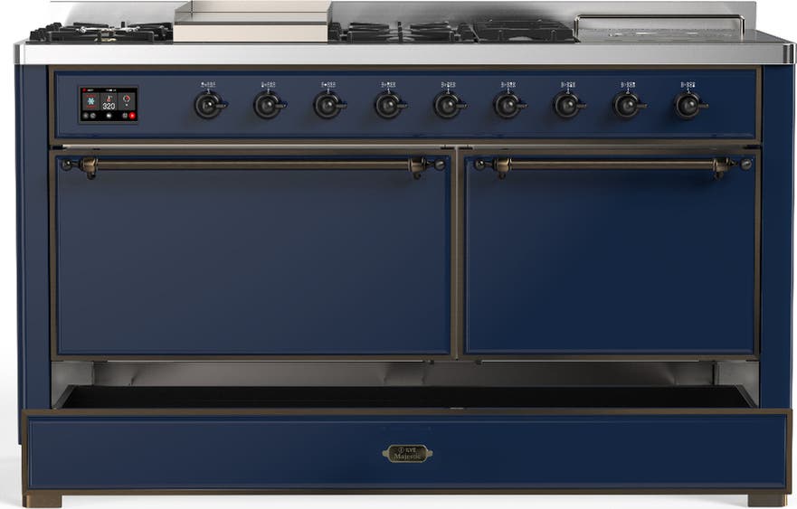 Ilve UM60FSQNR3MBB Midnight Blue With Burnished Trim, Natural Gas