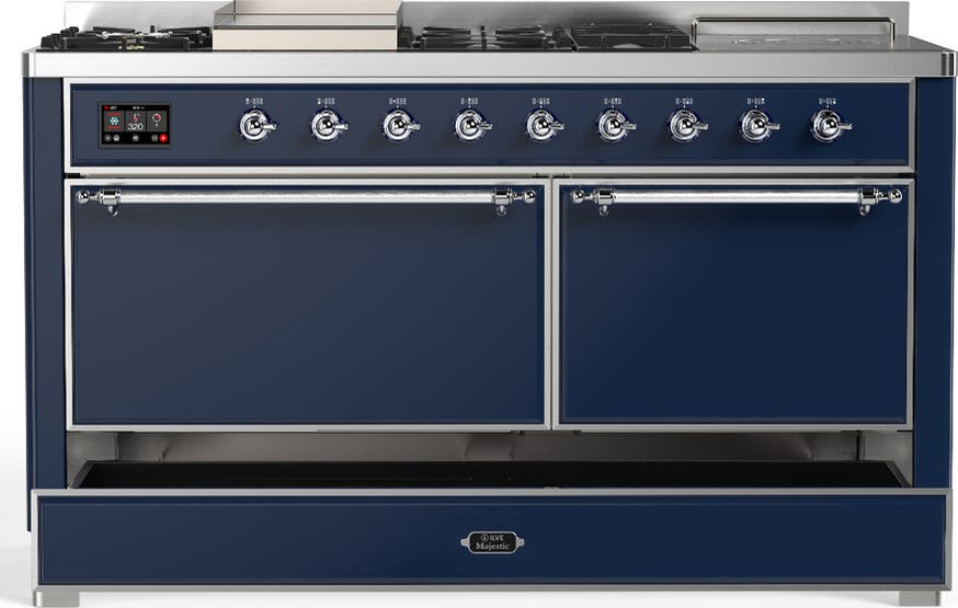 Ilve UM60FSQNR3MBC Midnight Blue With Chrome Trim, Natural Gas