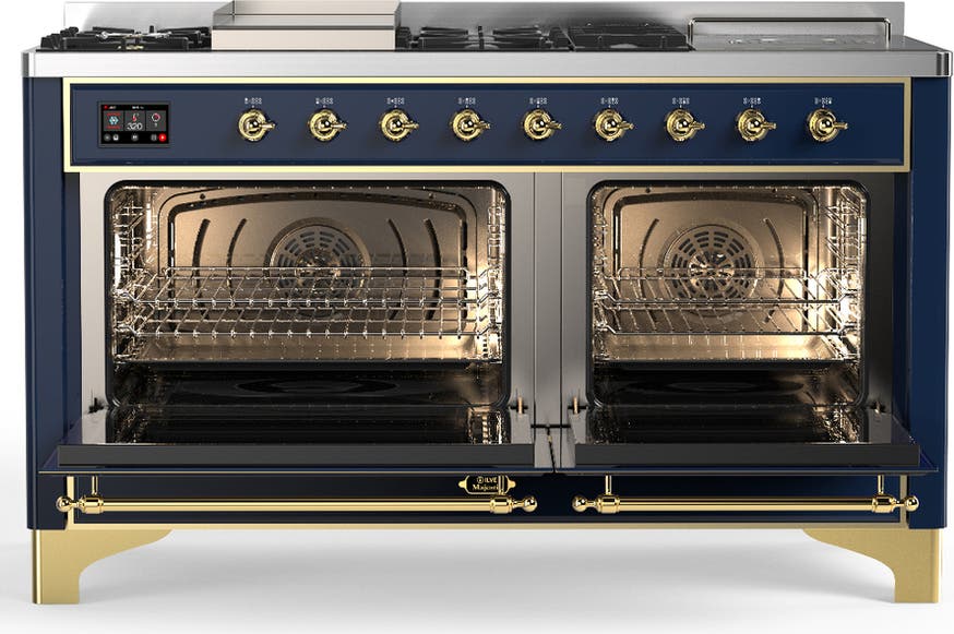 Ilve UM60FSQNR3MBGLP Midnight Blue With Brass Trim, Liquid Propane