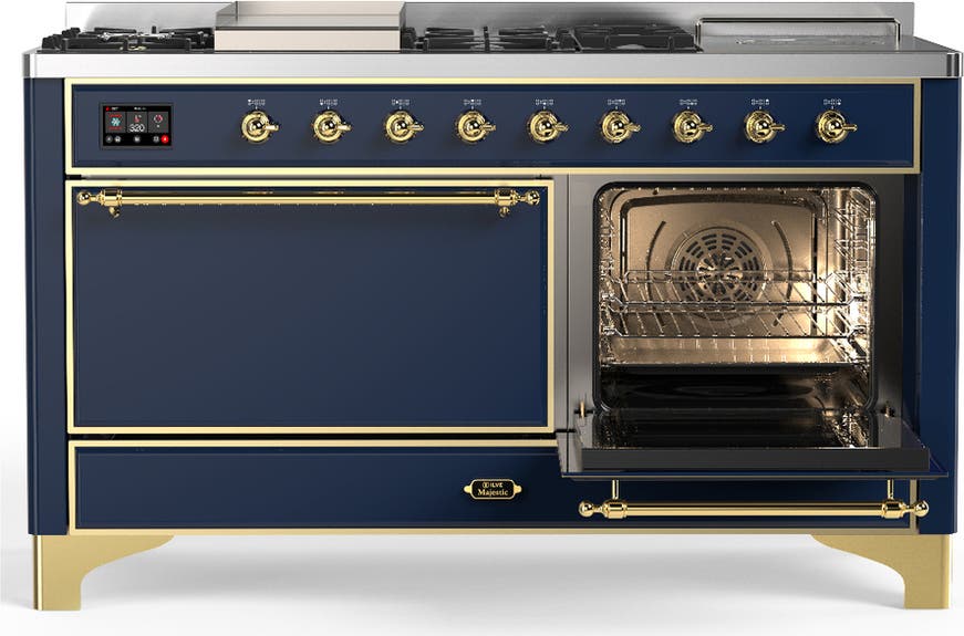Ilve UM60FSQNR3MBGLP Midnight Blue With Brass Trim, Liquid Propane
