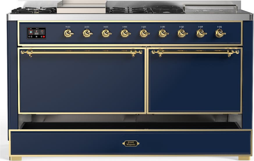 Ilve UM60FSQNR3MBGLP Midnight Blue With Brass Trim, Liquid Propane