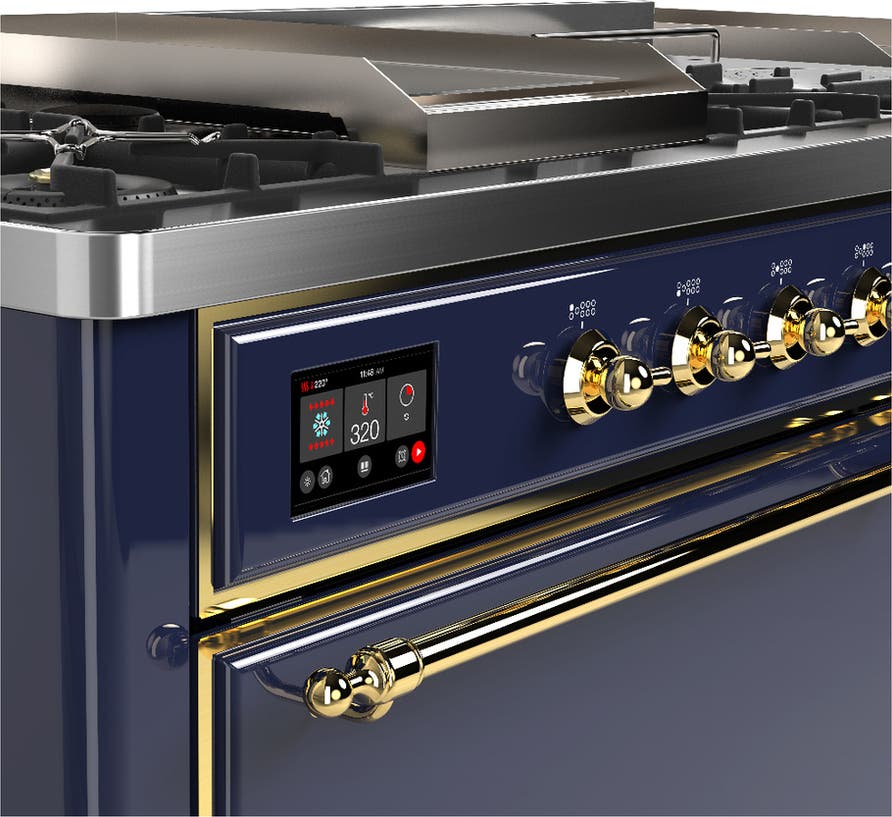 Ilve UM60FSQNR3MBGLP Midnight Blue With Brass Trim, Liquid Propane