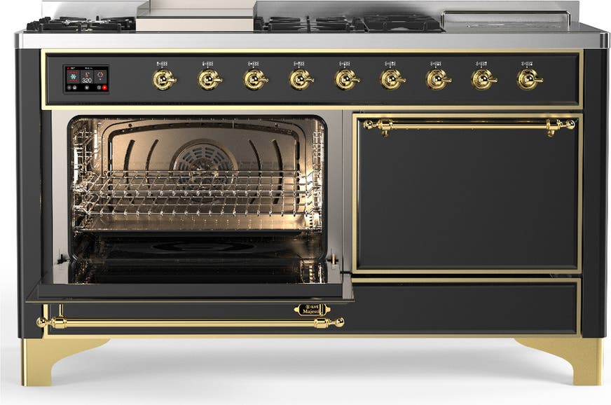 Ilve UM60FSQNR3MGGLP Matte Graphite With Brass Trim, Liquid Propane