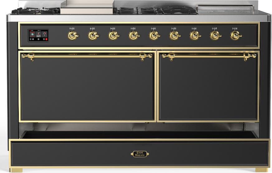 Ilve UM60FSQNR3MGGLP Matte Graphite With Brass Trim, Liquid Propane