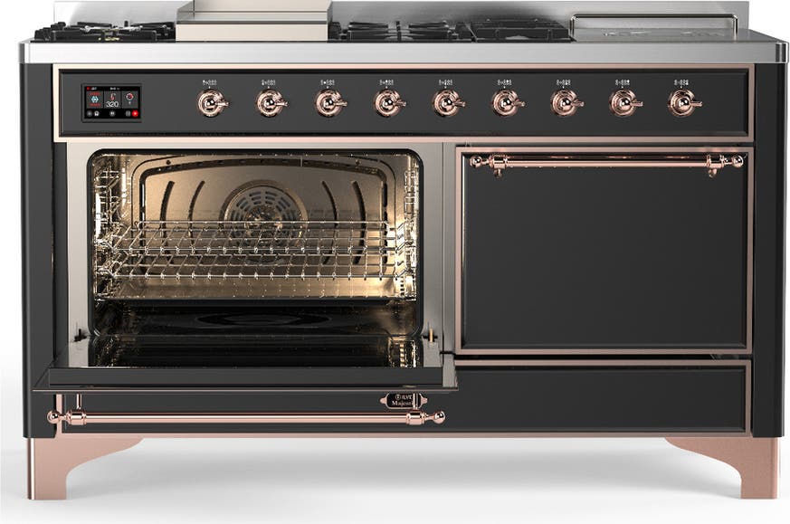 Ilve UM60FSQNR3MGPLP Matte Graphite With Copper Trim, Liquid Propane