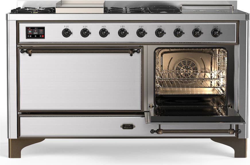 Ilve UM60FSQNR3SSB Stainless Steel With Burnished Trim, Natural Gas