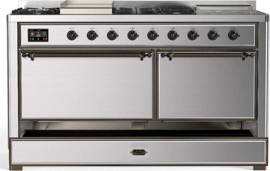 Ilve UM60FSQNR3SSB Stainless Steel With Burnished Trim, Natural Gas
