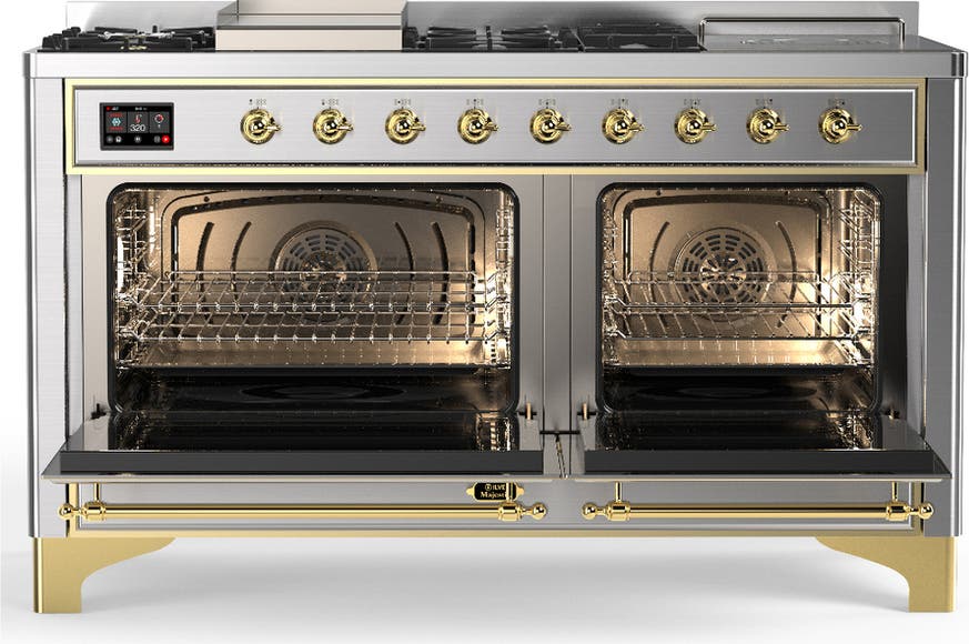 Ilve UM60FSQNR3SSG Stainless Steel With Brass Trim, Natural Gas