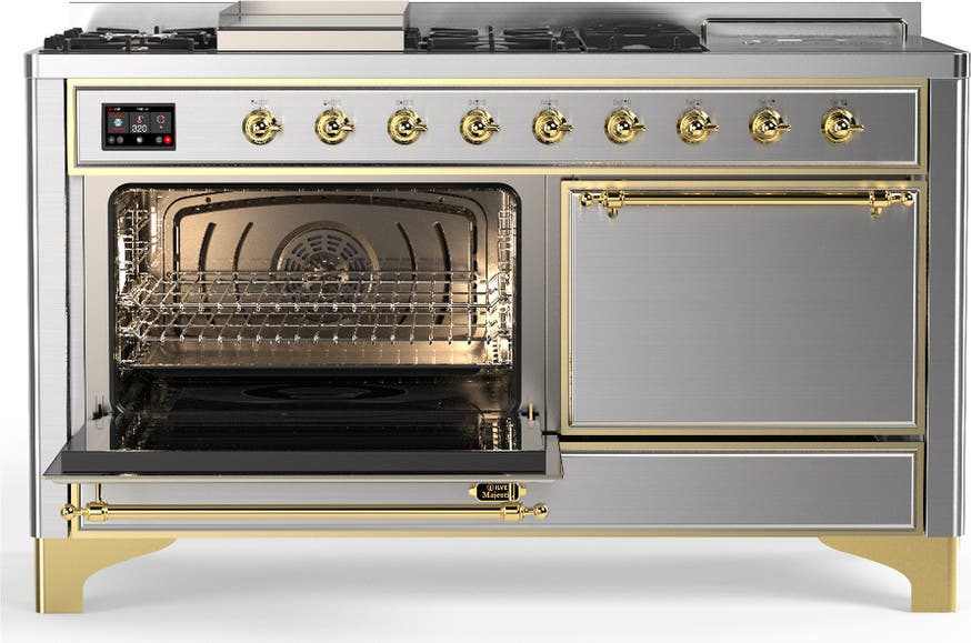 Ilve UM60FSQNR3SSGLP Stainless Steel With Brass Trim, Liquid Propane