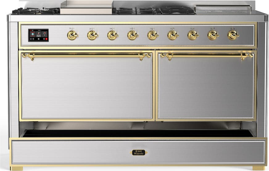 Ilve UM60FSQNR3SSGLP Stainless Steel With Brass Trim, Liquid Propane