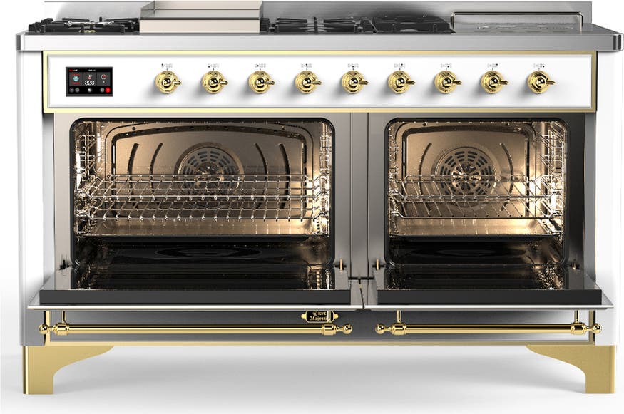 Ilve UM60FSQNR3WHG White With Brass Trim, Natural Gas
