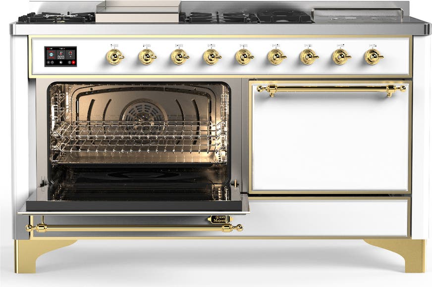 Ilve UM60FSQNR3WHGLP White With Brass Trim, Liquid Propane