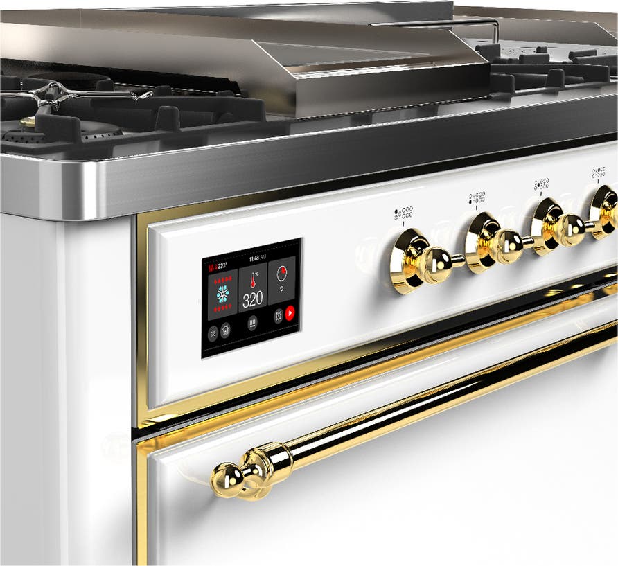 Ilve UM60FSQNR3WHGLP White With Brass Trim, Liquid Propane