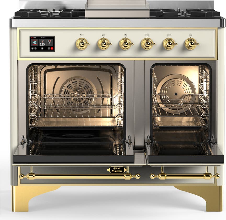 Ilve UMD40FNR3AWGLP Antique White With Brass Trim, Liquid Propane