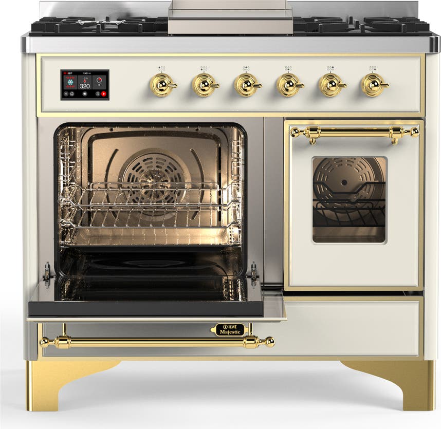 Ilve UMD40FNR3AWGLP Antique White With Brass Trim, Liquid Propane