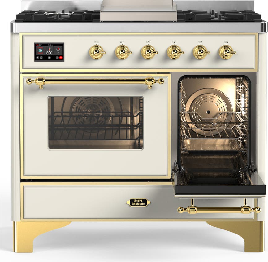 Ilve UMD40FNR3AWGLP Antique White With Brass Trim, Liquid Propane