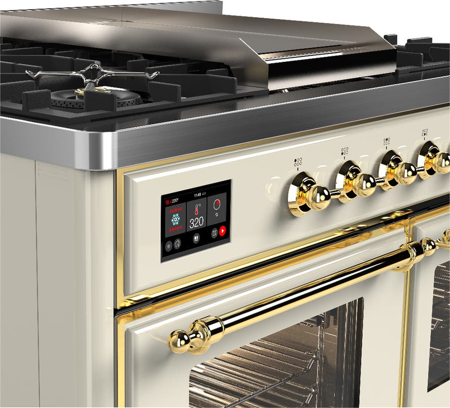 Ilve UMD40FNR3AWGLP Antique White With Brass Trim, Liquid Propane
