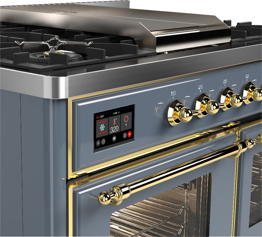 Ilve UMD40FNR3BGG Blue Grey With Brass Trim, Natural Gas