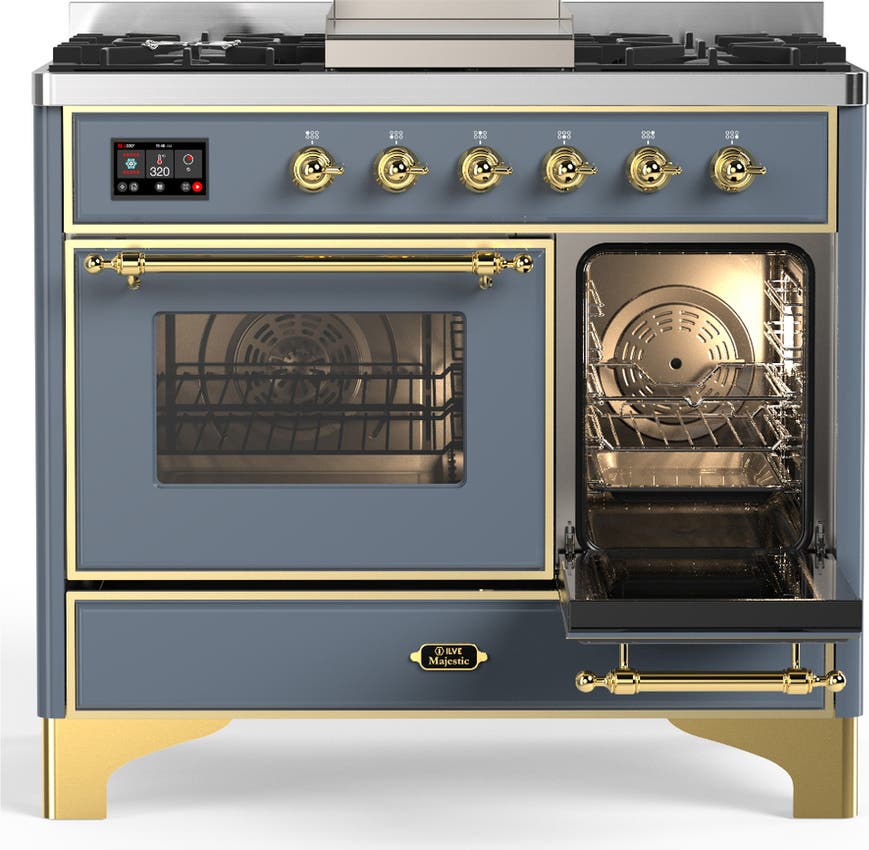 Ilve UMD40FNR3BGGLP Blue Grey With Brass Trim, Liquid Propane